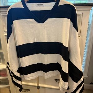 First Love Black and White Striped Blouse